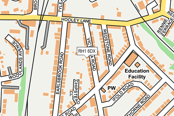 RH1 6DX map - OS OpenMap – Local (Ordnance Survey)