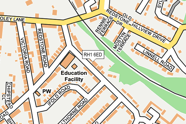 RH1 6ED map - OS OpenMap – Local (Ordnance Survey)