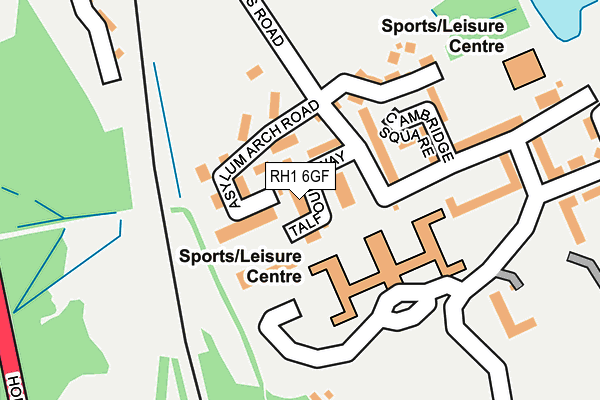 RH1 6GF map - OS OpenMap – Local (Ordnance Survey)