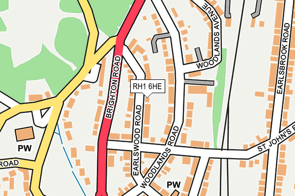 RH1 6HE map - OS OpenMap – Local (Ordnance Survey)