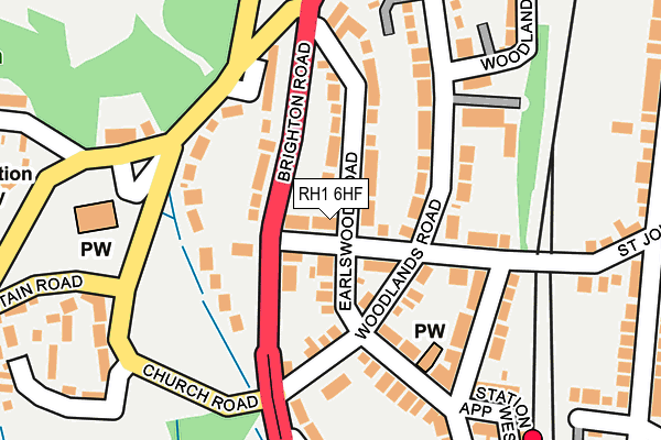 RH1 6HF map - OS OpenMap – Local (Ordnance Survey)