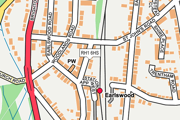 RH1 6HS map - OS OpenMap – Local (Ordnance Survey)