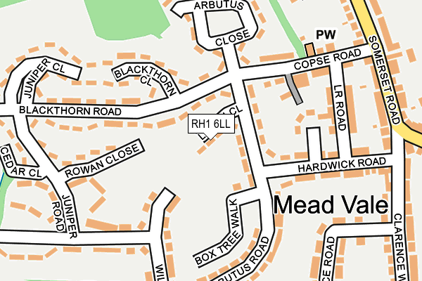 RH1 6LL map - OS OpenMap – Local (Ordnance Survey)