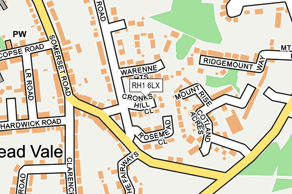 RH1 6LX map - OS OpenMap – Local (Ordnance Survey)