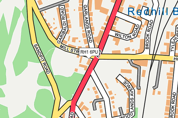 RH1 6PU map - OS OpenMap – Local (Ordnance Survey)