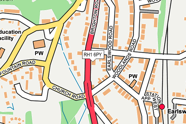 RH1 6PY map - OS OpenMap – Local (Ordnance Survey)