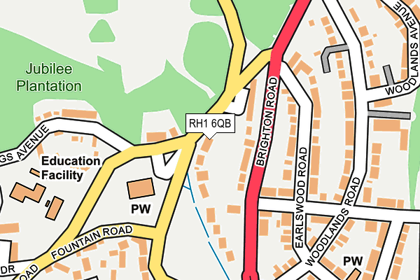 RH1 6QB map - OS OpenMap – Local (Ordnance Survey)