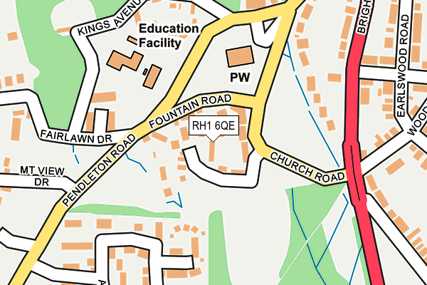 RH1 6QE map - OS OpenMap – Local (Ordnance Survey)