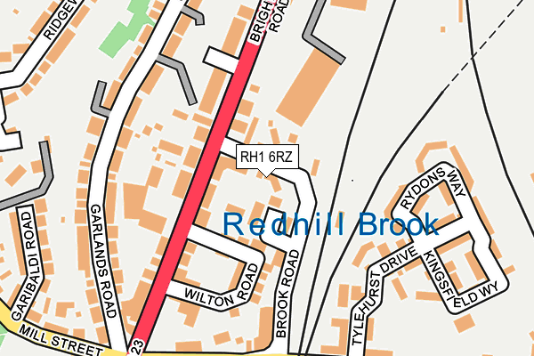 RH1 6RZ map - OS OpenMap – Local (Ordnance Survey)