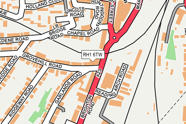 RH1 6TW map - OS OpenMap – Local (Ordnance Survey)