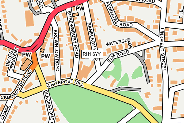 RH1 6YY map - OS OpenMap – Local (Ordnance Survey)