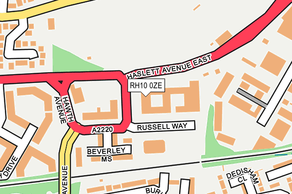 RH10 0ZE map - OS OpenMap – Local (Ordnance Survey)