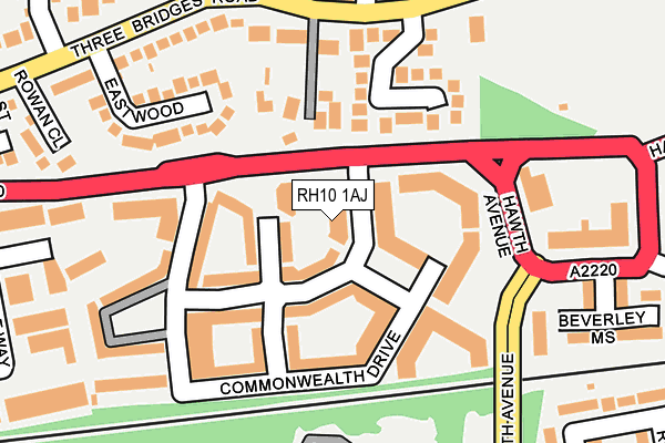 RH10 1AJ map - OS OpenMap – Local (Ordnance Survey)