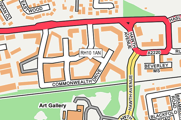 RH10 1AN map - OS OpenMap – Local (Ordnance Survey)