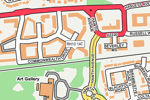 RH10 1AT map - OS OpenMap – Local (Ordnance Survey)