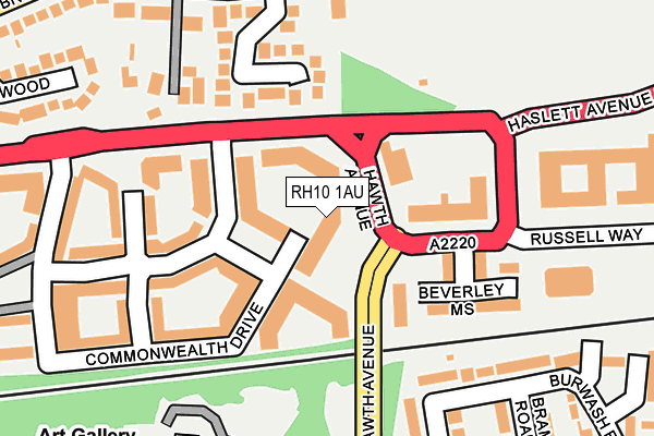 RH10 1AU map - OS OpenMap – Local (Ordnance Survey)