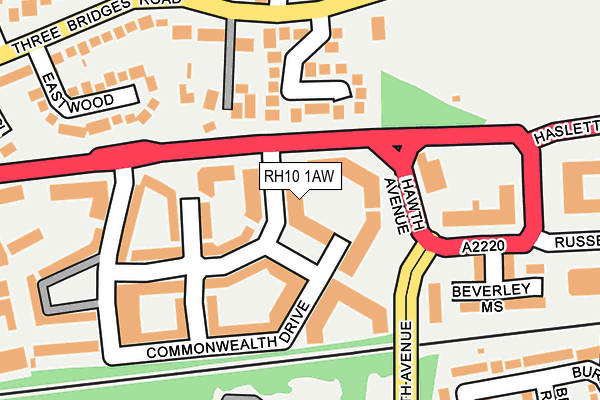 RH10 1AW map - OS OpenMap – Local (Ordnance Survey)