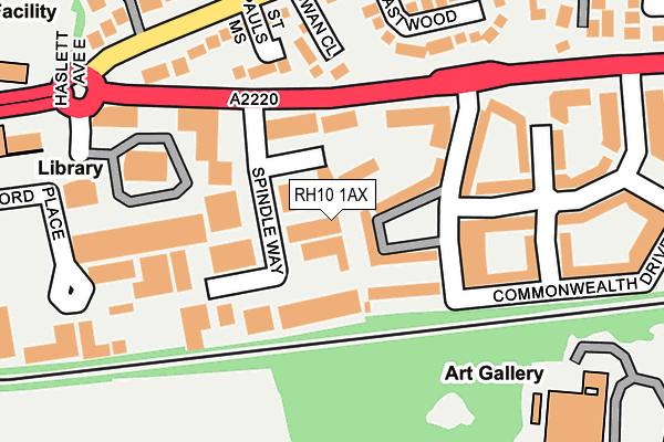 RH10 1AX map - OS OpenMap – Local (Ordnance Survey)