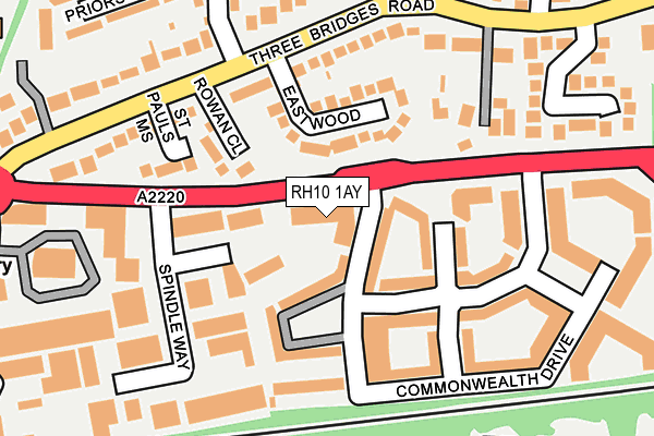 RH10 1AY map - OS OpenMap – Local (Ordnance Survey)