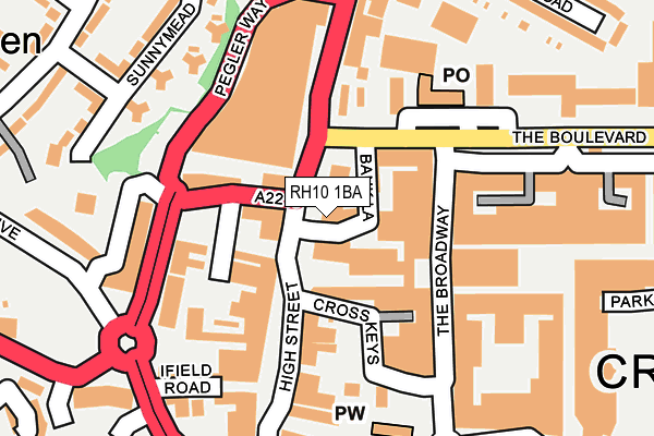 RH10 1BA map - OS OpenMap – Local (Ordnance Survey)