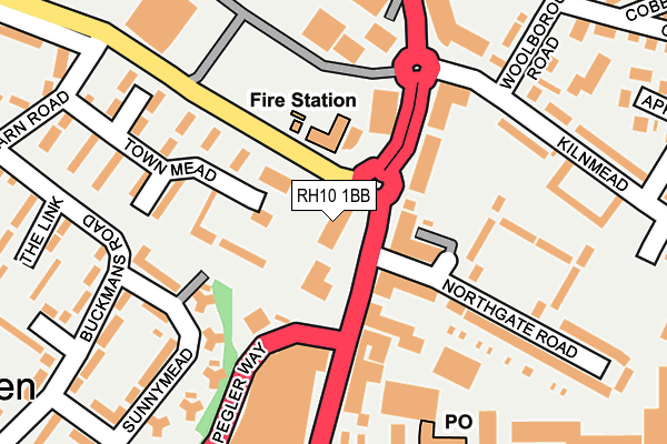 RH10 1BB map - OS OpenMap – Local (Ordnance Survey)