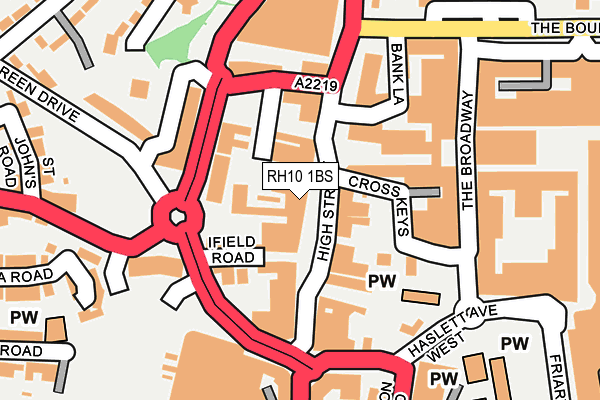 RH10 1BS map - OS OpenMap – Local (Ordnance Survey)