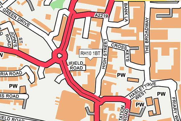 RH10 1BT map - OS OpenMap – Local (Ordnance Survey)