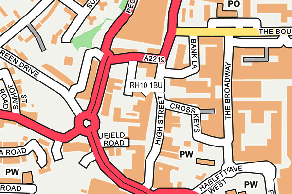 RH10 1BU map - OS OpenMap – Local (Ordnance Survey)