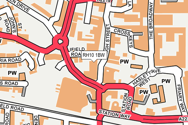 RH10 1BW map - OS OpenMap – Local (Ordnance Survey)