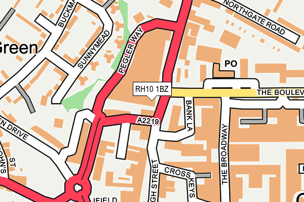 RH10 1BZ map - OS OpenMap – Local (Ordnance Survey)