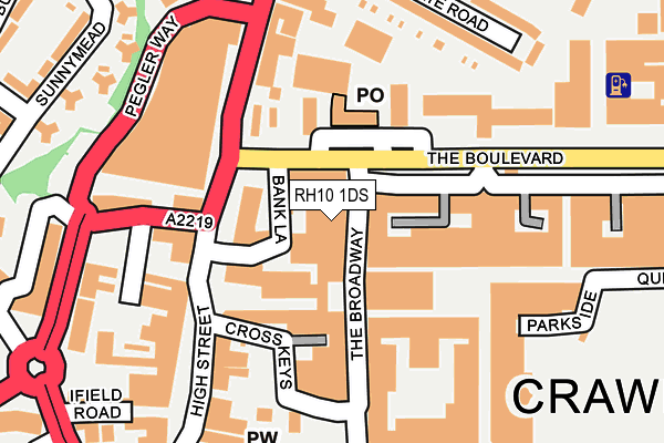 RH10 1DS map - OS OpenMap – Local (Ordnance Survey)