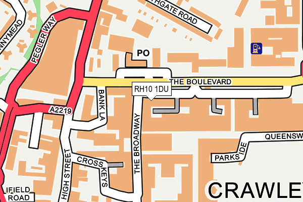 RH10 1DU map - OS OpenMap – Local (Ordnance Survey)