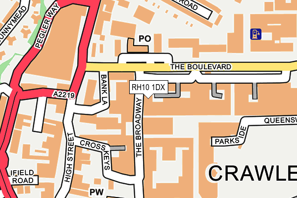 RH10 1DX map - OS OpenMap – Local (Ordnance Survey)