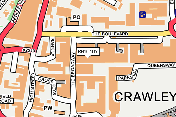 RH10 1DY map - OS OpenMap – Local (Ordnance Survey)