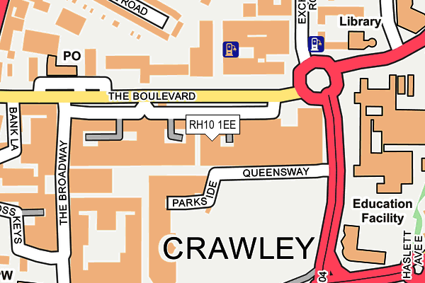 RH10 1EE map - OS OpenMap – Local (Ordnance Survey)