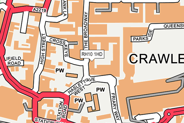 RH10 1HD map - OS OpenMap – Local (Ordnance Survey)