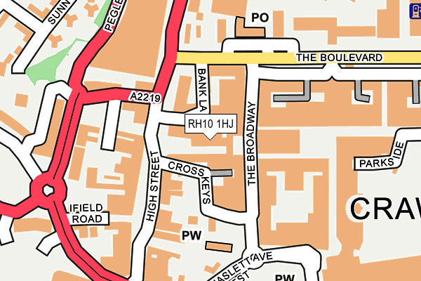 RH10 1HJ map - OS OpenMap – Local (Ordnance Survey)