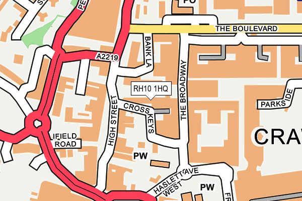 RH10 1HQ map - OS OpenMap – Local (Ordnance Survey)