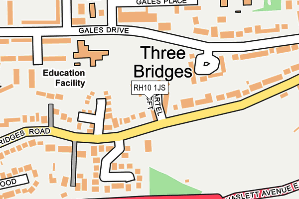 RH10 1JS map - OS OpenMap – Local (Ordnance Survey)