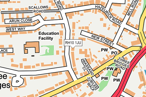 RH10 1JU map - OS OpenMap – Local (Ordnance Survey)