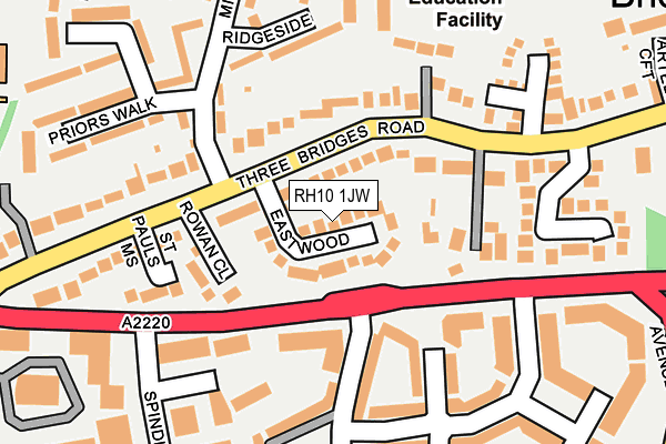 RH10 1JW map - OS OpenMap – Local (Ordnance Survey)