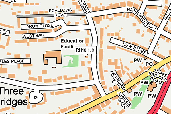 RH10 1JX map - OS OpenMap – Local (Ordnance Survey)