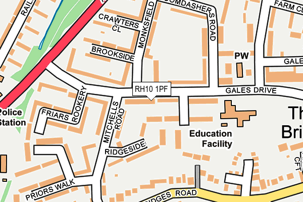 RH10 1PF map - OS OpenMap – Local (Ordnance Survey)