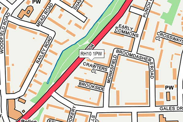 RH10 1PW map - OS OpenMap – Local (Ordnance Survey)