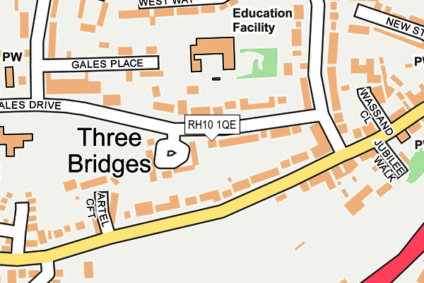 RH10 1QE map - OS OpenMap – Local (Ordnance Survey)