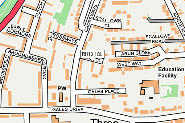 RH10 1QL map - OS OpenMap – Local (Ordnance Survey)