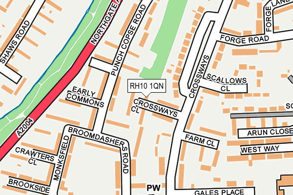 RH10 1QN map - OS OpenMap – Local (Ordnance Survey)
