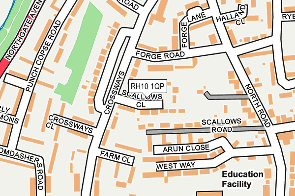 RH10 1QP map - OS OpenMap – Local (Ordnance Survey)