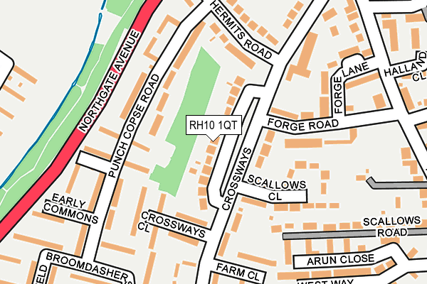 RH10 1QT map - OS OpenMap – Local (Ordnance Survey)