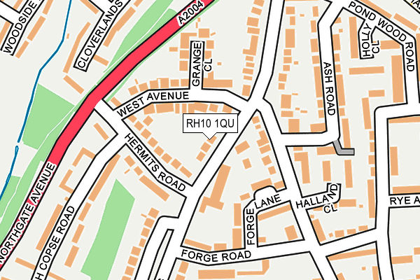 RH10 1QU map - OS OpenMap – Local (Ordnance Survey)